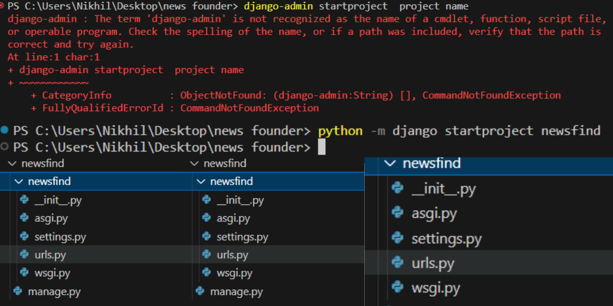 the term django admin is not recognized as the name of a cmdlet vscode.png